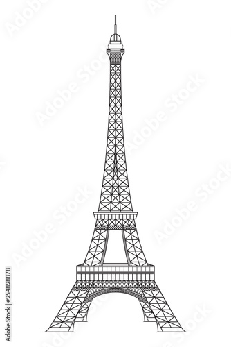 Eiffel tower Paris France drawing in vector