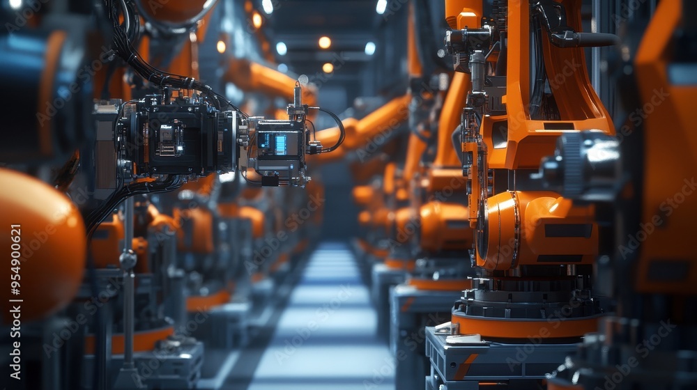 Robotic Arms in an Automated Factory Assembly Line Robotic Arms in an Automated Factory Assembly Line