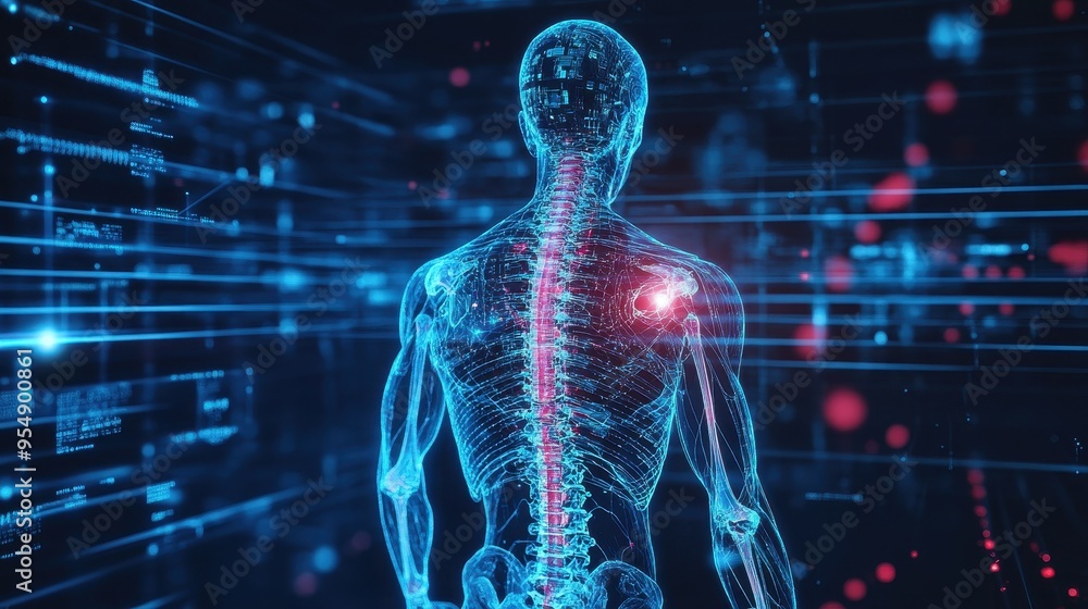 Futuristic Anatomy of the Human Body in a Digital Landscape Futuristic Anatomy of the Human Body in a Digital Landscape