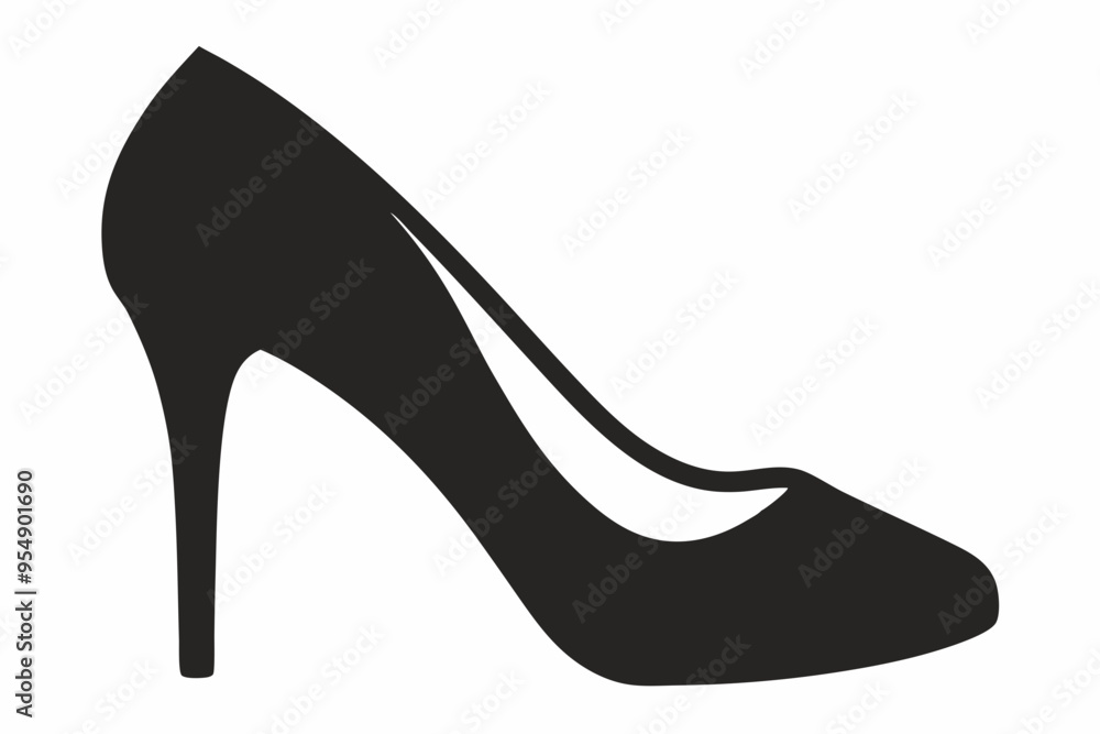 Women shoe vector icon, Black high heel Shoe silhouette
Women shoe vector icon, Black high heel Shoe silhouette