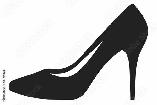 Women shoe vector icon, Black high heel Shoe silhouette
