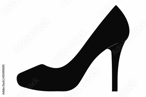 Women shoe vector icon, Black high heel Shoe silhouette
