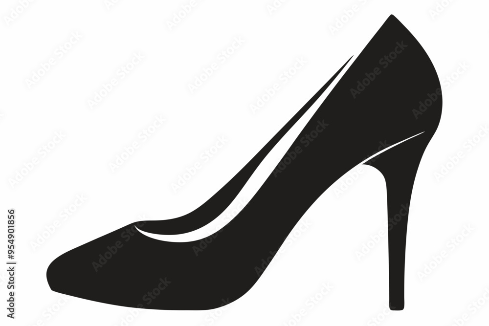Women shoe vector icon, Black high heel Shoe silhouette
Women shoe vector icon, Black high heel Shoe silhouette