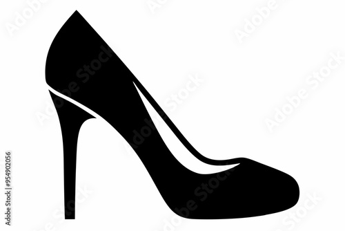 shoe high heel vector silhouette, woman high heel icon