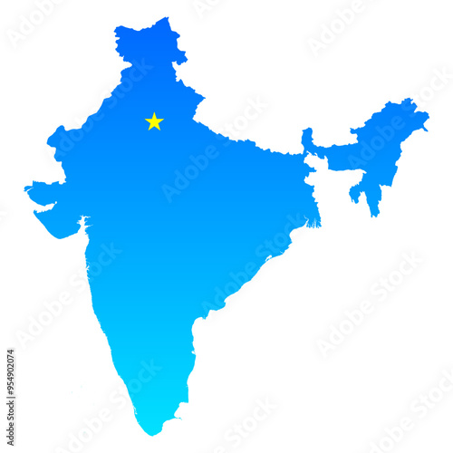 Map of India with its capital New Delhi in professional blue style