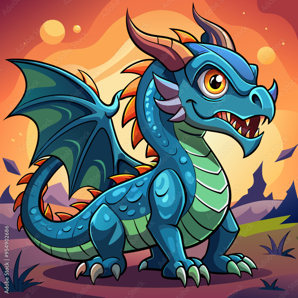 Fototapeta premium cartoon vector illustration of dragon