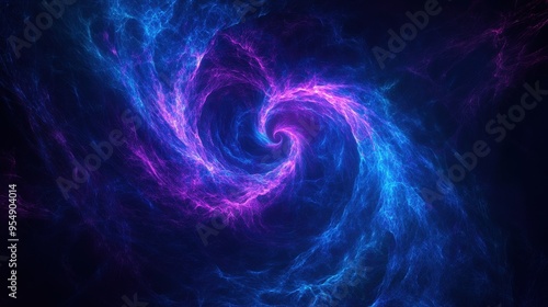 Abstract Swirling Energy, Blue and Purple Plasma, Dark Background, Futuristic Concept.