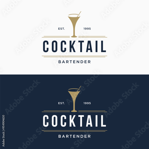 Premium quality cocktail alcohol drink logo design with vintage style. Logo for bar, restaurant, pub, business, badge.