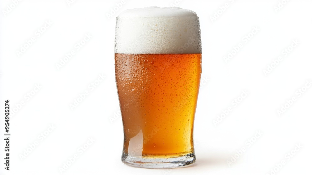 A frosty glass of beer with a foamy head, set against a clean white background, showcasing its refreshing and crisp appearance. A frosty glass of beer with a foamy head, set against a clean white background, showcasing its refreshing and crisp appearance.