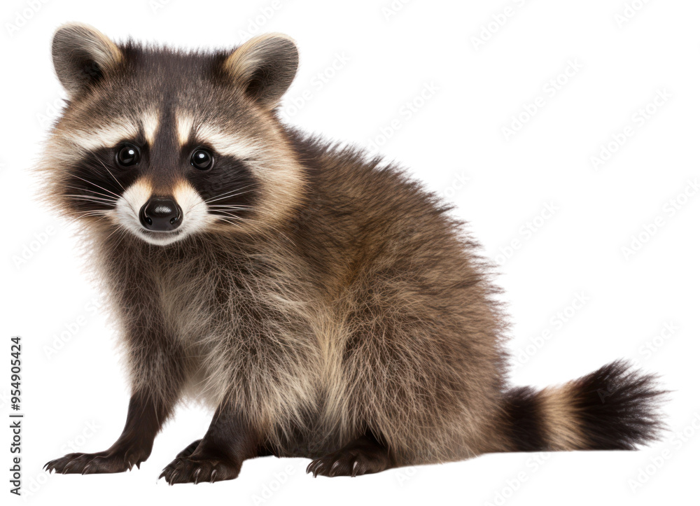 Obraz premium PNG Raccoon animal mammal white background.