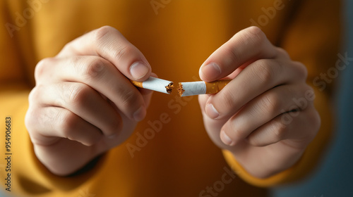 Hands breaking cigarettes in half to symbolize the journey of quitting smoking for a healthier lifestyle