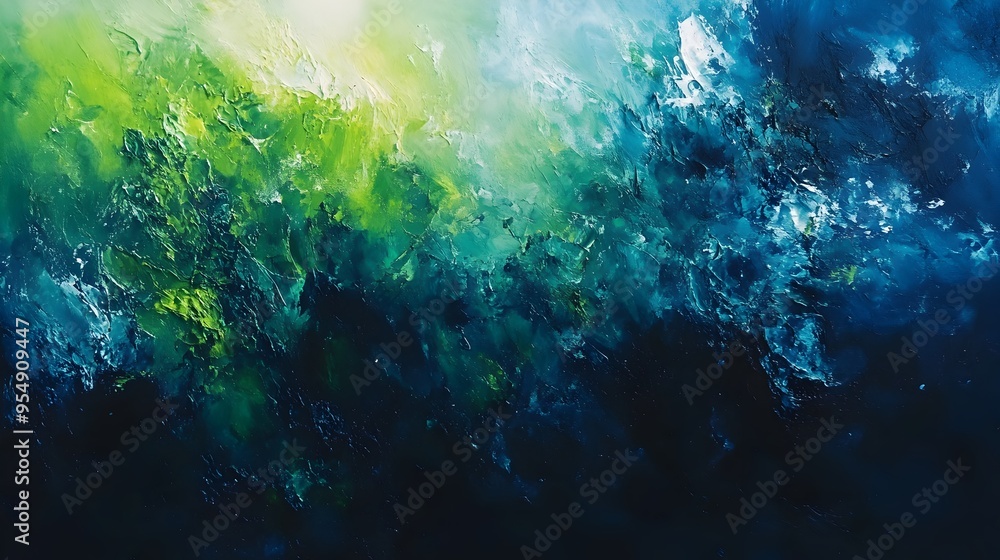 Fototapeta premium Vibrant Harmony of Green and Blue in a Serene Natural Landscape