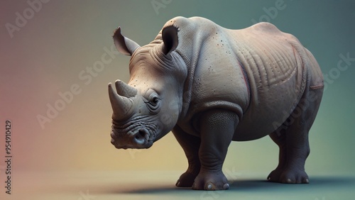 White Rhino Portrait   African Wildlife  Endangered Animal   Large Mammal