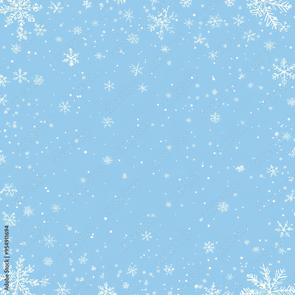 Seamless Winter Background with White Snowflakes on Blue Sky - Winter Pattern, Christmas, New Year Design Seamless Winter Background with White Snowflakes on Blue Sky - Winter Pattern, Christmas, New Year Design