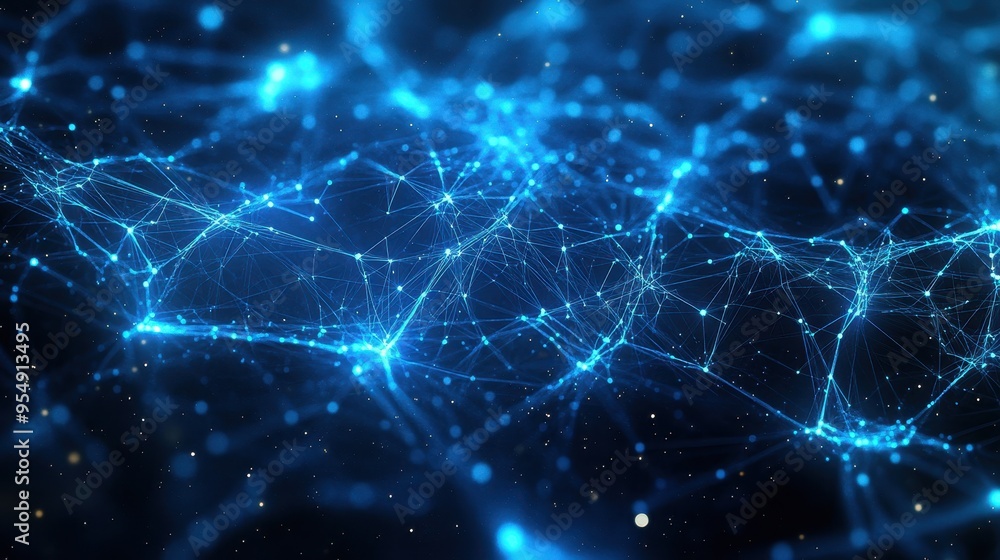 Abstract Blue Network Background - Glowing Lines and Dots - Technology Concept. Abstract Blue Network Background - Glowing Lines and Dots - Technology Concept.