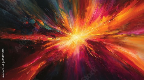 Abstract Explosion of Color in Red, Orange, and Yellow.