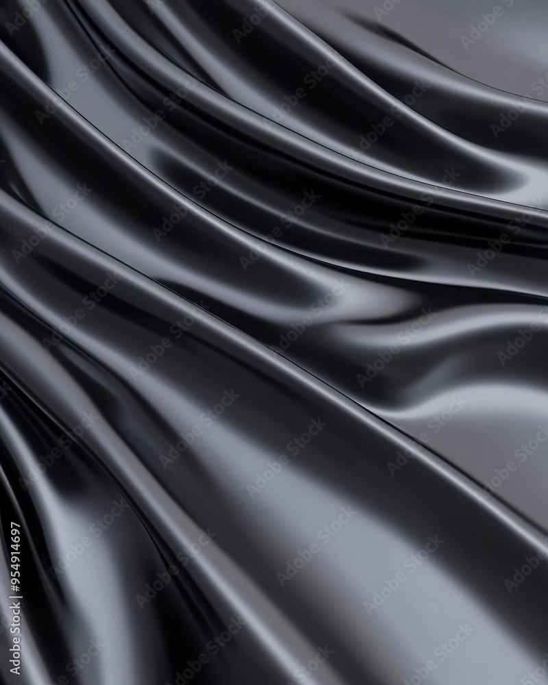 Obraz premium Elegant black silk fabric with smooth, flowing texture, perfect for backgrounds or design projects.