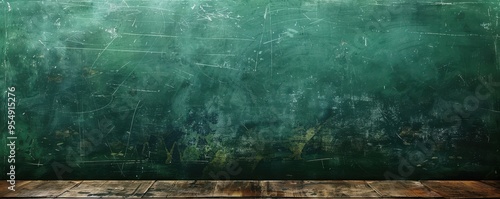 Empty green chalkboard with a clean surface, ideal for educational concepts. Free copy space for text.