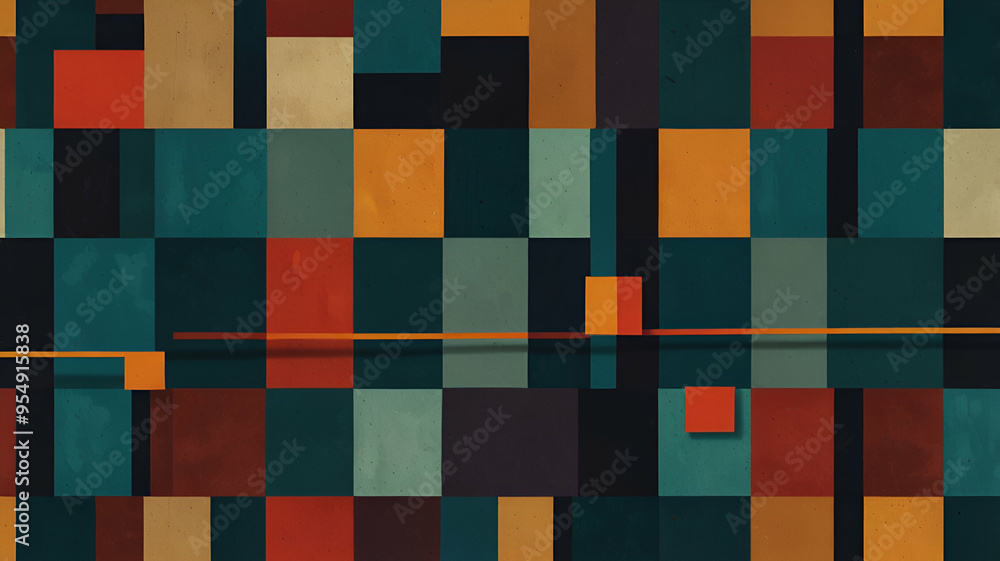 Geometric gridlock - Develop an abstract wallpaper using clean lines, shapes, and a bold color palette. Background Geometric gridlock - Develop an abstract wallpaper using clean lines, shapes, and a bold color palette. Background