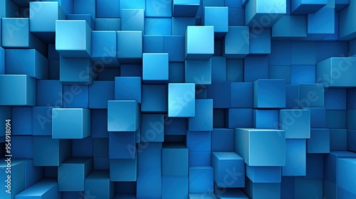 Blue Cube Abstract Background