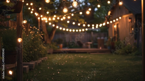 The ambient glow of fairy lights strung across the backyard created a magical and serene atmosphere.