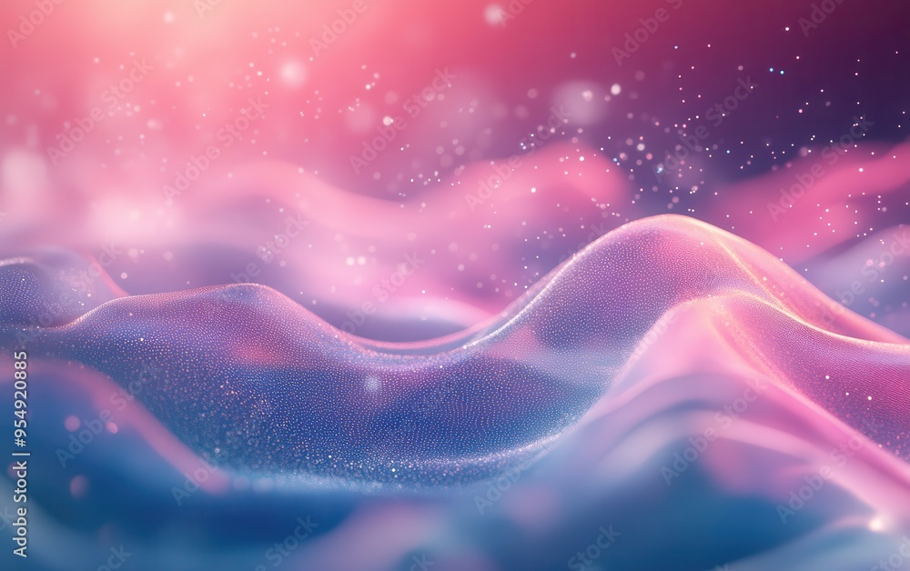 Obraz premium Abstract Pink and Blue Glittering Waves Background