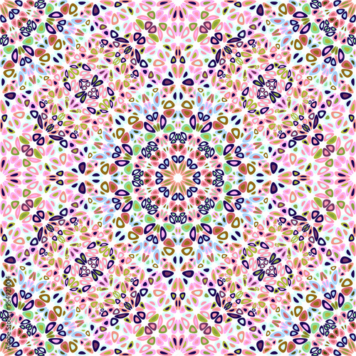 Bohemian abstract mandala garden pattern art - seamless oriental floral vector background