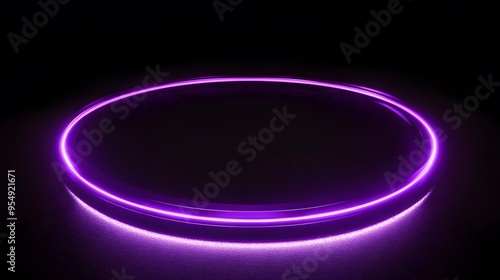 Technology purple circle light stage on black background