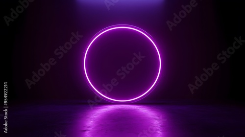 Technology purple circle light stage on black background