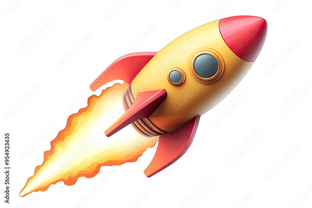 A vibrant rocket soaring through the sky, leaving a trail of flames, symbolizing adventure and exploration. A vibrant rocket soaring through the sky, leaving a trail of flames, symbolizing adventure and exploration.
