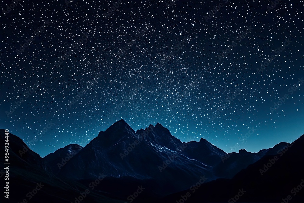 movement of stars in the night sky with the view of mountains , ai movement of stars in the night sky with the view of mountains , ai