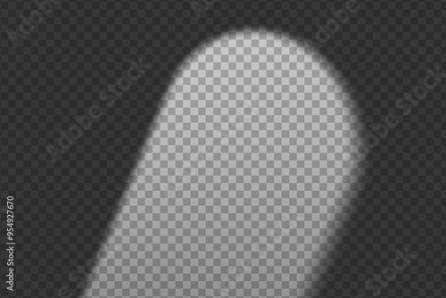 Light effect shadow overlay from arch doorway isolated transparent background.
