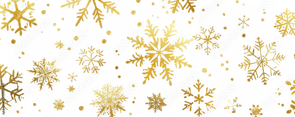 Gold snowflakes in line art vector on a white background. Festive background, Banner Gold snowflakes in line art vector on a white background. Festive background, Banner