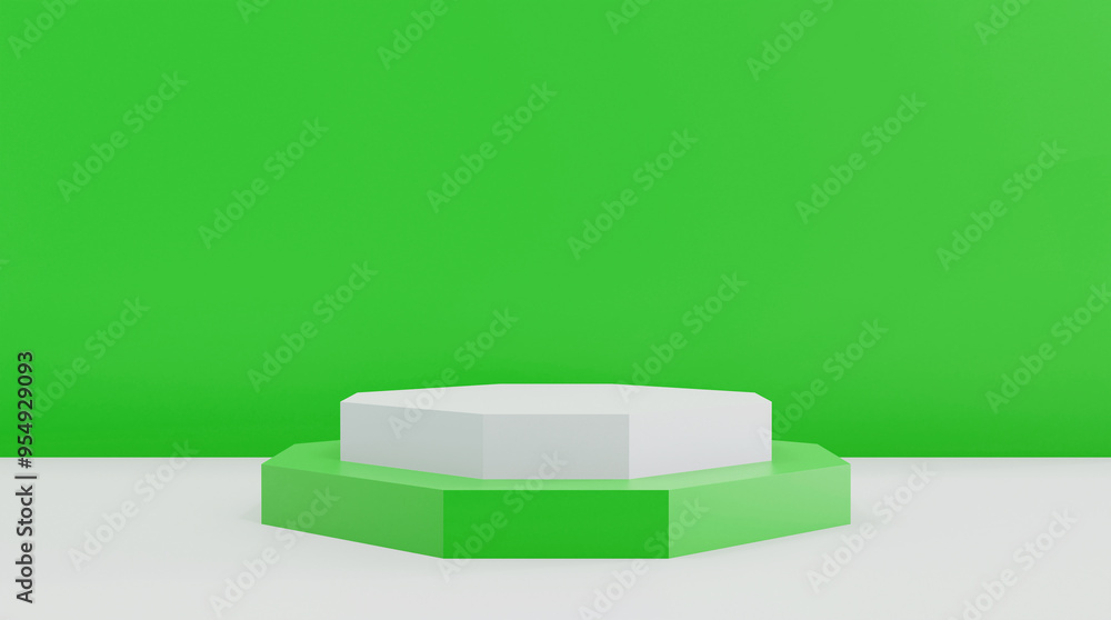Platform for product presentation for sale, promotion, web online, scene on green color. 3d background products display podium scene on green and white color background. Platform for product presentation for sale, promotion, web online, scene on green color. 3d background products display podium scene on green and white color background.