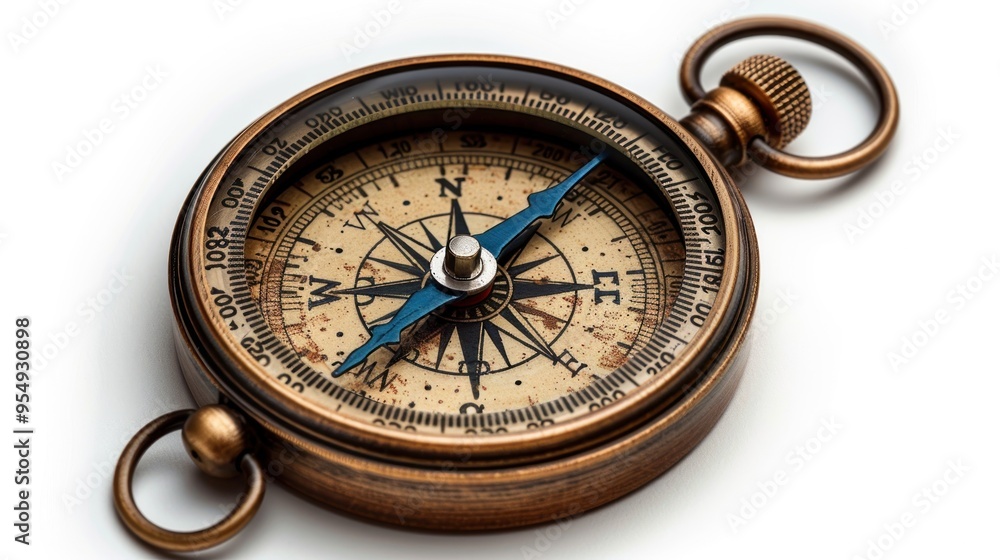 Antique brass compass resting elegantly on a textured surface with intricate details of directions and craftsmanship. Generative AI Antique brass compass resting elegantly on a textured surface with intricate details of directions and craftsmanship. Generative AI