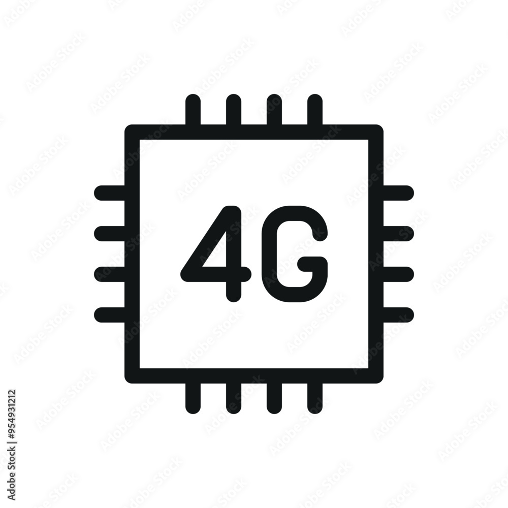4G chip isolated icon, 4G microchip technology vector symbol with editable stroke 4G chip isolated icon, 4G microchip technology vector symbol with editable stroke