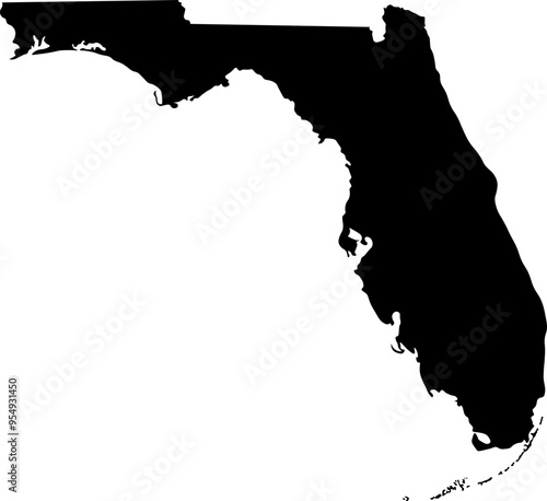 State of Florida Silhouette Outline Graphic Design with Transparent Background	