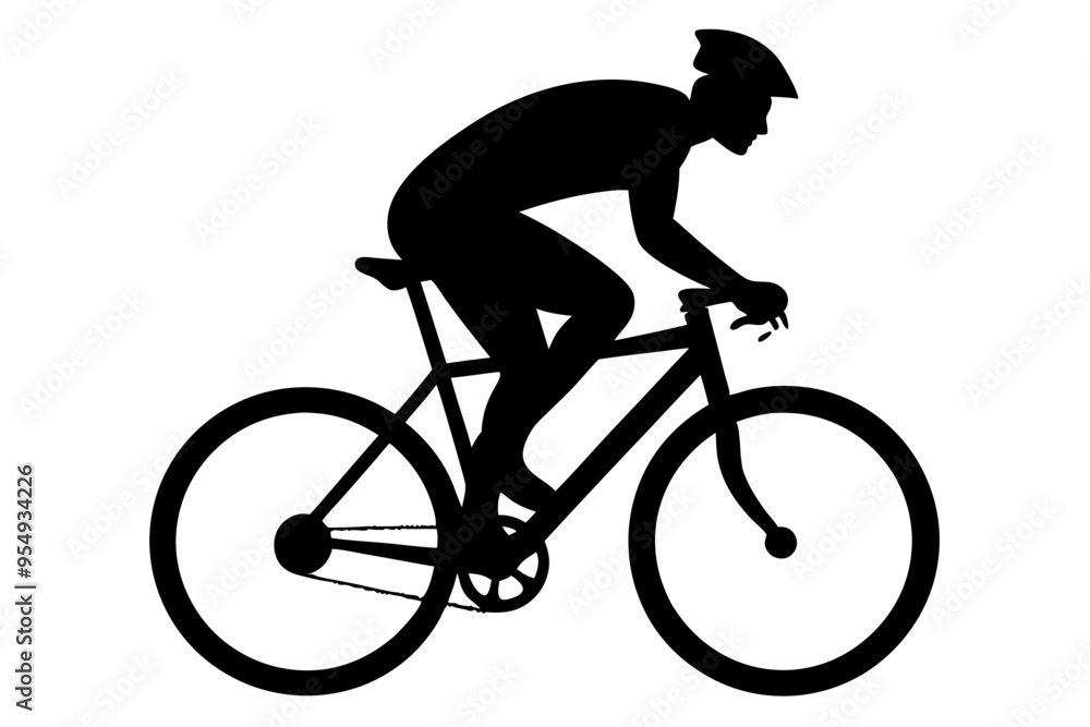 Naklejka premium silhouette of man riding bicycle, man on bicycle silhouette vector illustration, bike silhouette 