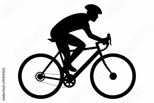 silhouette of man riding bicycle, man on bicycle silhouette vector illustration, bike silhouette
