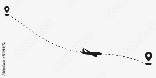 Dashed flights from the starting point and along the trajectory to the end.
