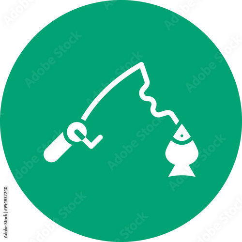 Ice Fishing glyph circle icon
