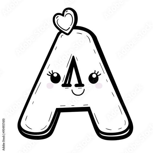 kawaii-style letter "A" with a rounded, friendly shape