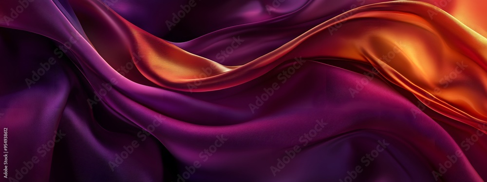 Obraz premium An abstract composition of vibrant colors and shapes, capturing the fluidity and elegance of silk fabric in motion