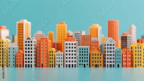 Packed Futuristic Cityscape with Towering High-Rise Buildings and Selective Focus