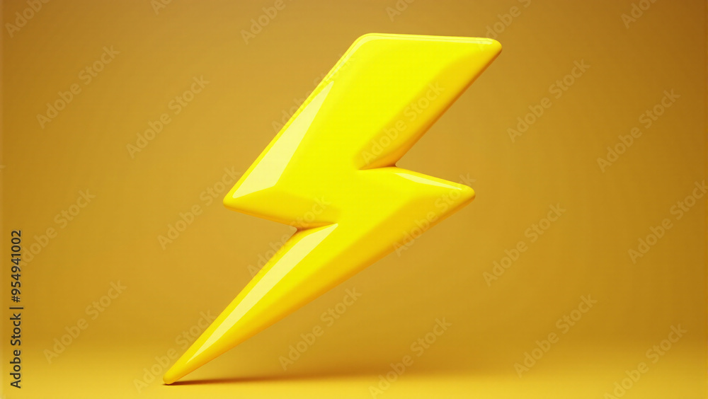 3D Yellow Lightning Bolt Icon: Plastic Cartoon Style Lightning Strike Illustration 3D Yellow Lightning Bolt Icon: Plastic Cartoon Style Lightning Strike Illustration