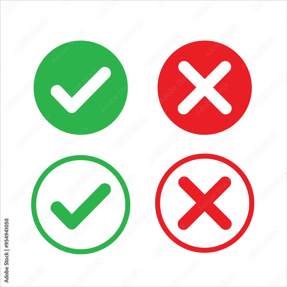 Check mark and cross icon Check mark and cross icon