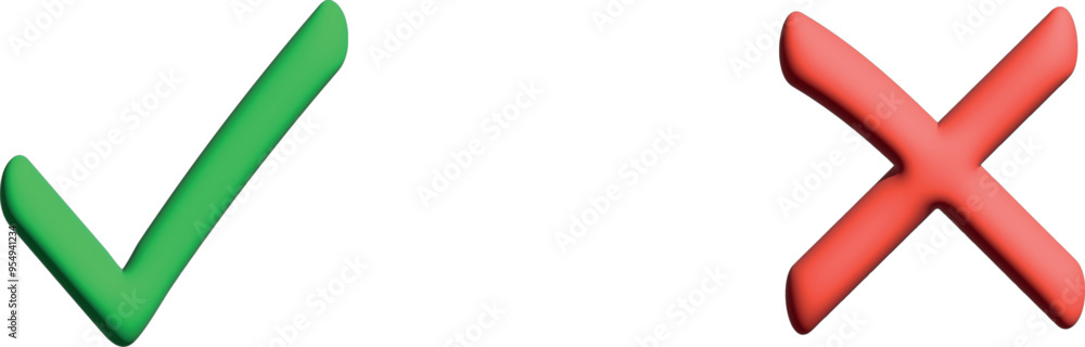 3d symbol. Sharp green checkmark and red cross on isolated white background vector symbol for right and wrong choices. Symbol of choice. Modern flat design, Checkmark icon set. Checkmark right symbol 3d symbol. Sharp green checkmark and red cross on isolated white background vector symbol for right and wrong choices. Symbol of choice. Modern flat design, Checkmark icon set. Checkmark right symbol