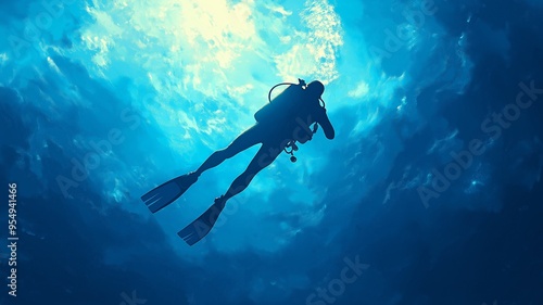 Wallpaper Mural There is a man scuba diving. Torontodigital.ca