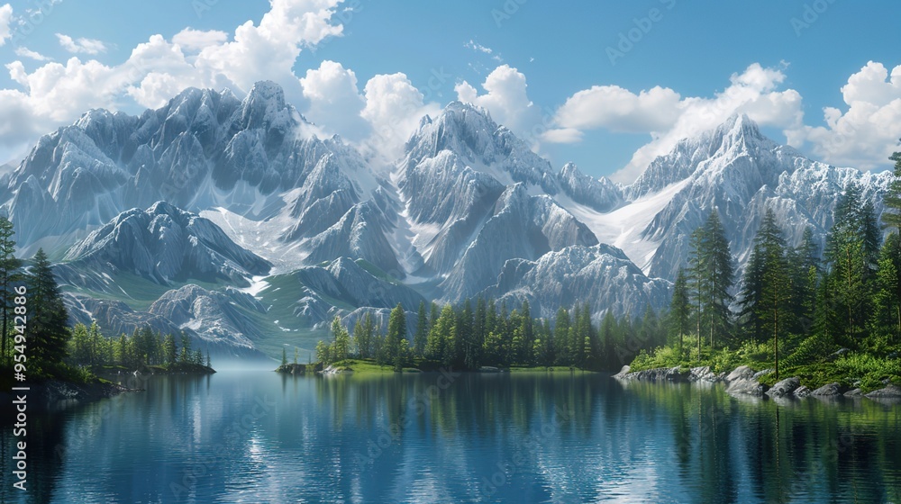 Fototapeta premium Mountain and lake wallpaper