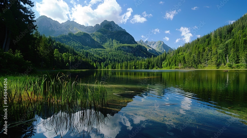 Fototapeta premium Lake and mountain wallpaper